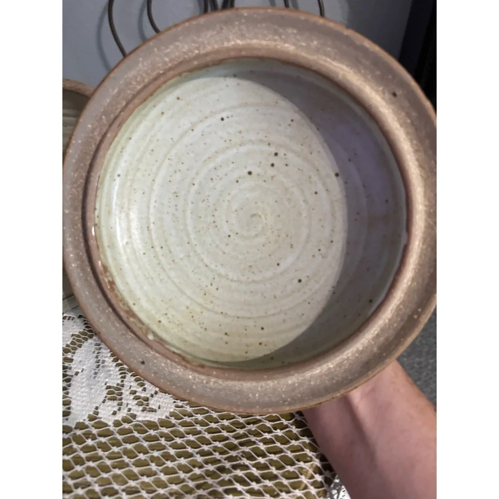 Vintage Studio Pottery Lidded Bean Pot Signed Handcrafted Stoneware Casserole